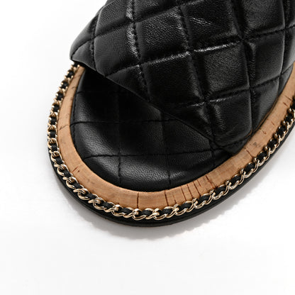 Chanel Lambskin Quilted Chain CC Sandals 40 Black 14 of 15