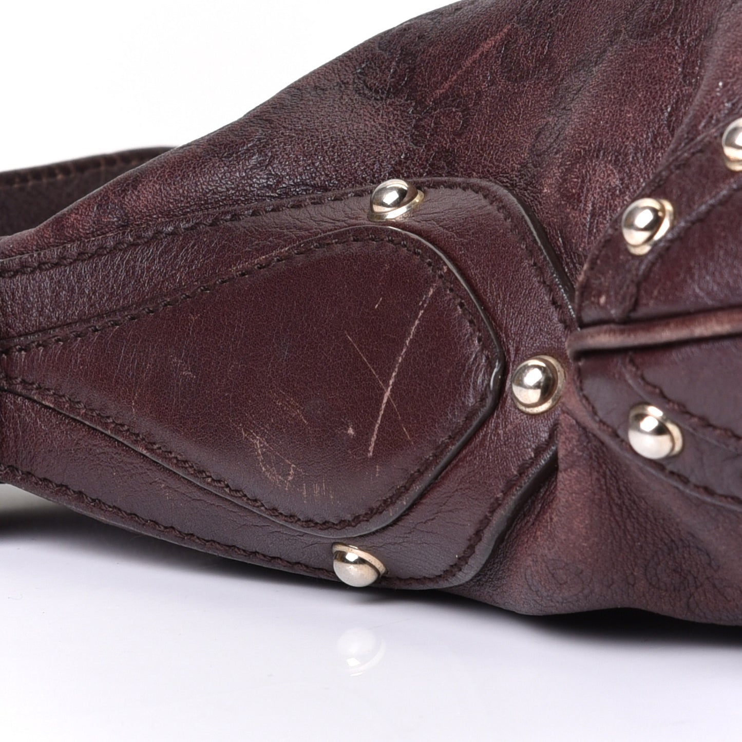 Guccissima Studded Web Pelham Shoulder Bag Dark Brown