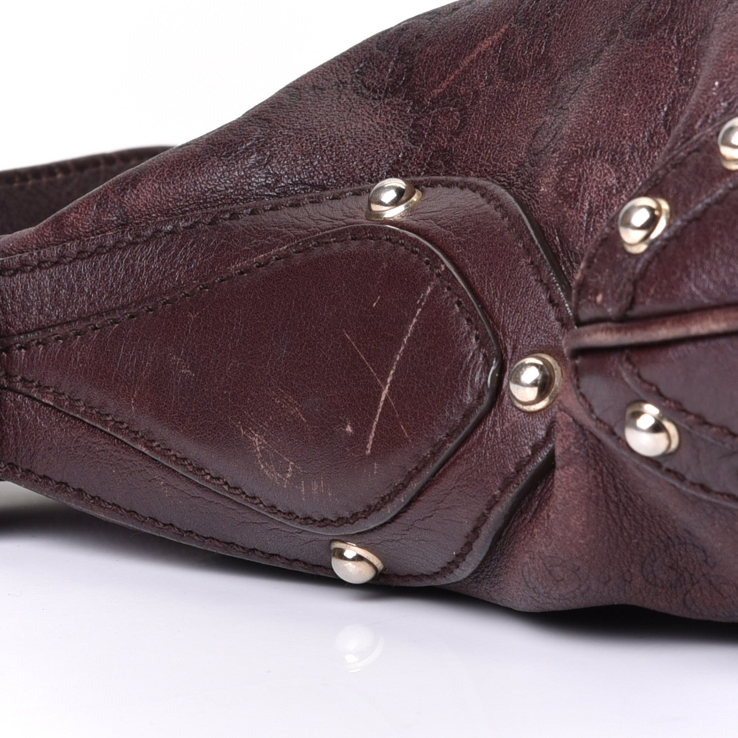 Gucci Guccissima Studded Web Pelham Shoulder Bag Dark Brown 7 of 9