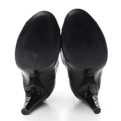 Chanel Lambskin Patent Cap Toe Cut Out Ankle Boots 37 Black 5 of 8