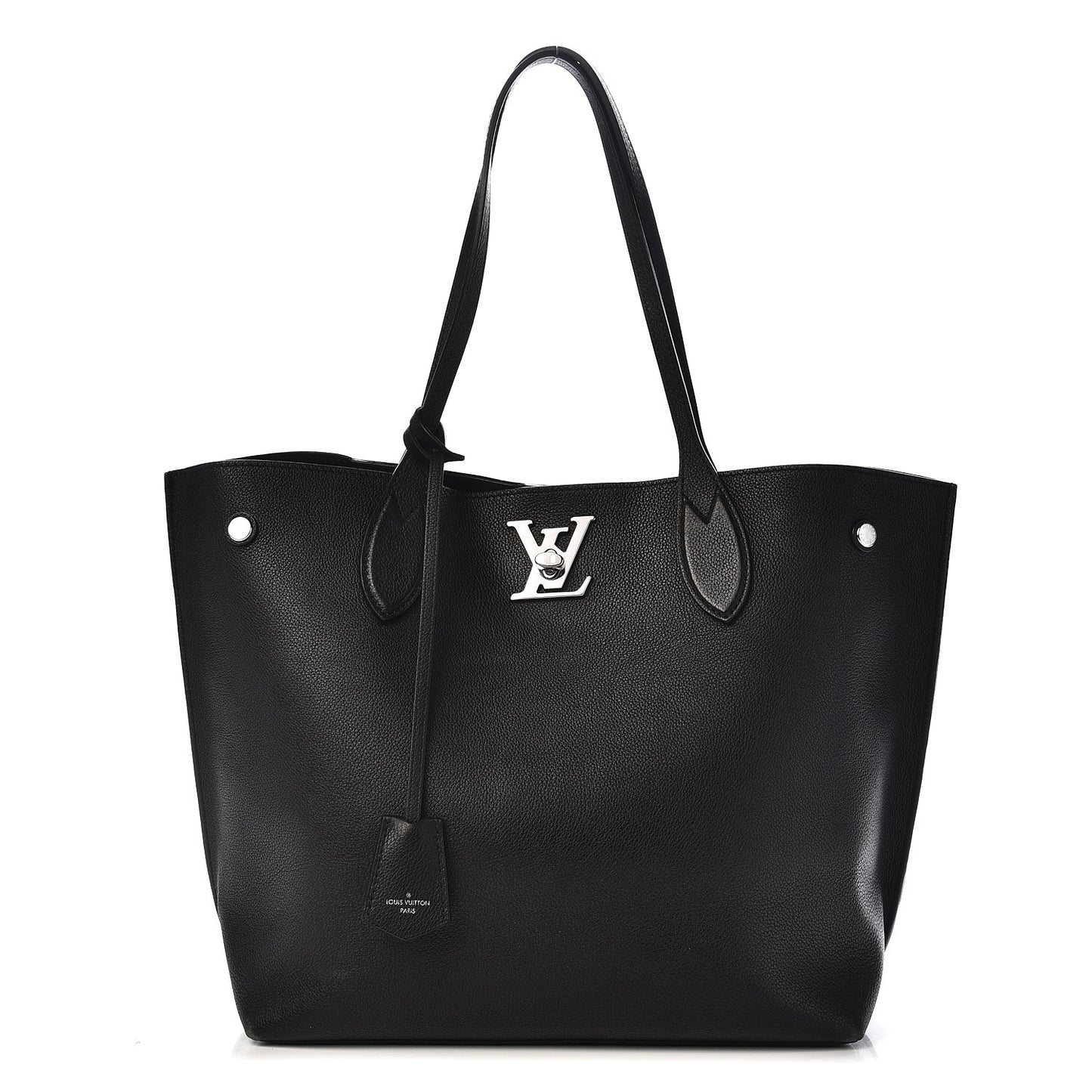 Calfskin Lockme Go Tote Black