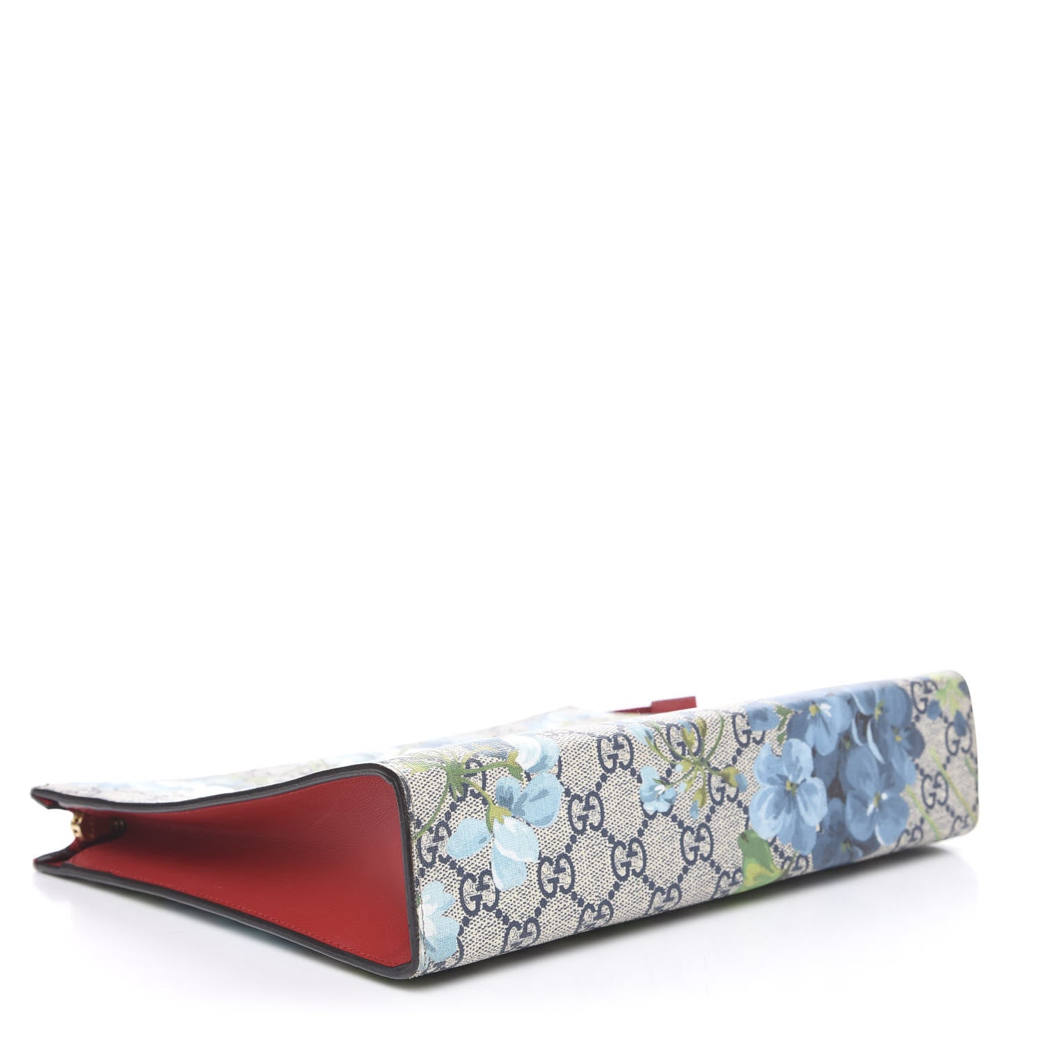 Gucci GG Supreme Monogram Blooms Large Cosmetic Case Beige Blue Navy Hibiscus Red 3 of 12
