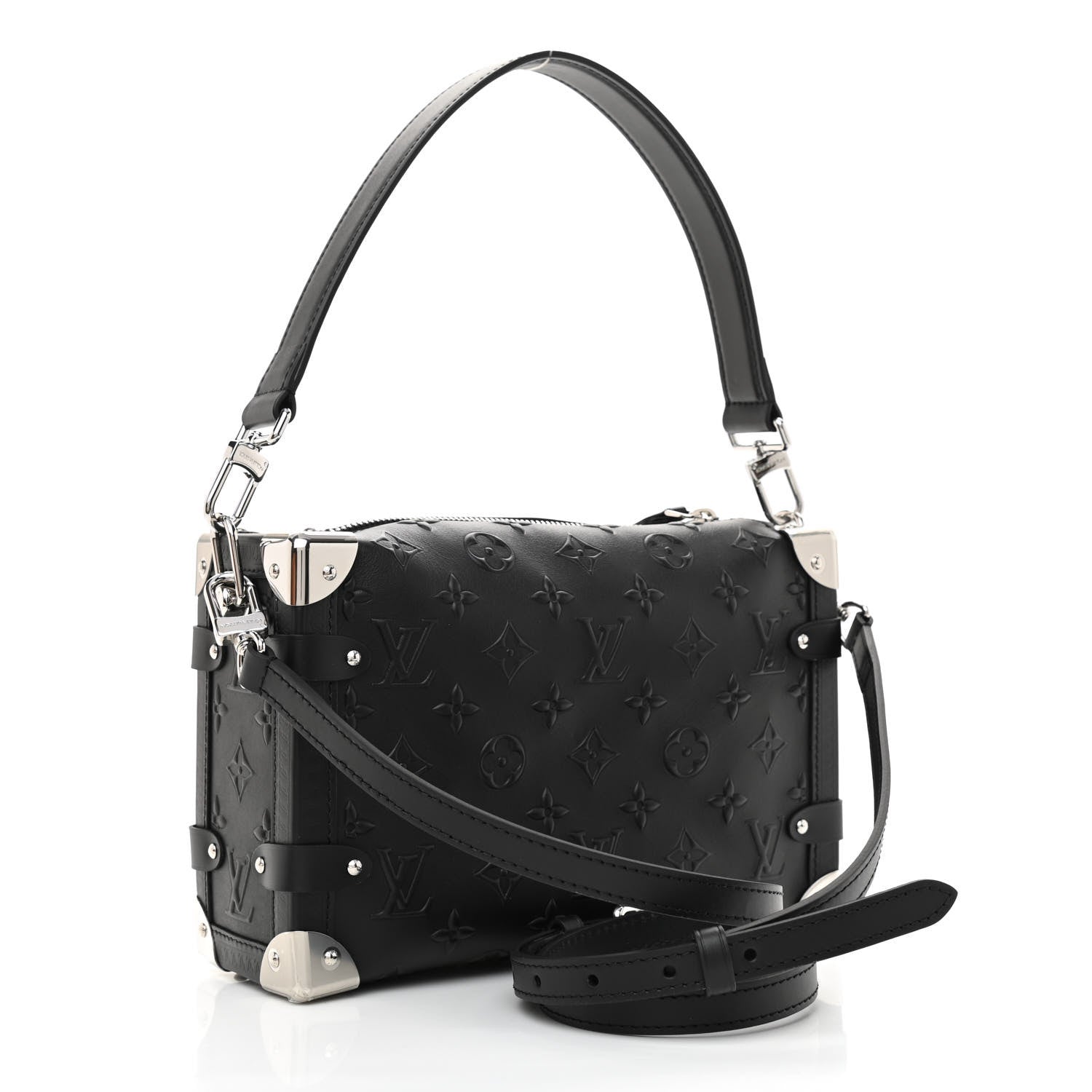 Louis Vuitton Calfskin Debossed Monogram Side Trunk Black 3 of 7