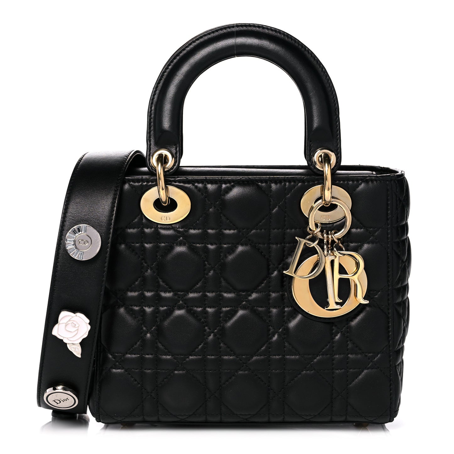 Lambskin Cannage Small Lucky Badges My Lady Dior Black
