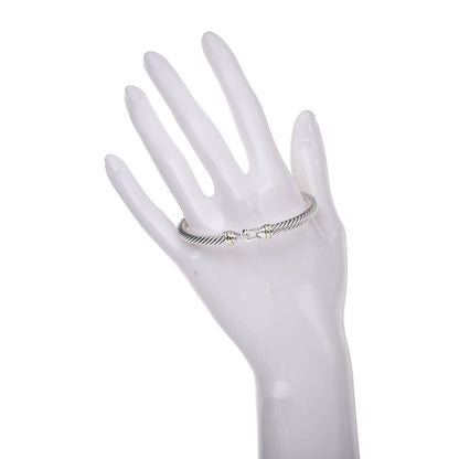 David Yurman Sterling Silver 18K Yellow Gold 5mm Cable Classic Buckle Bracelet 2 of 4