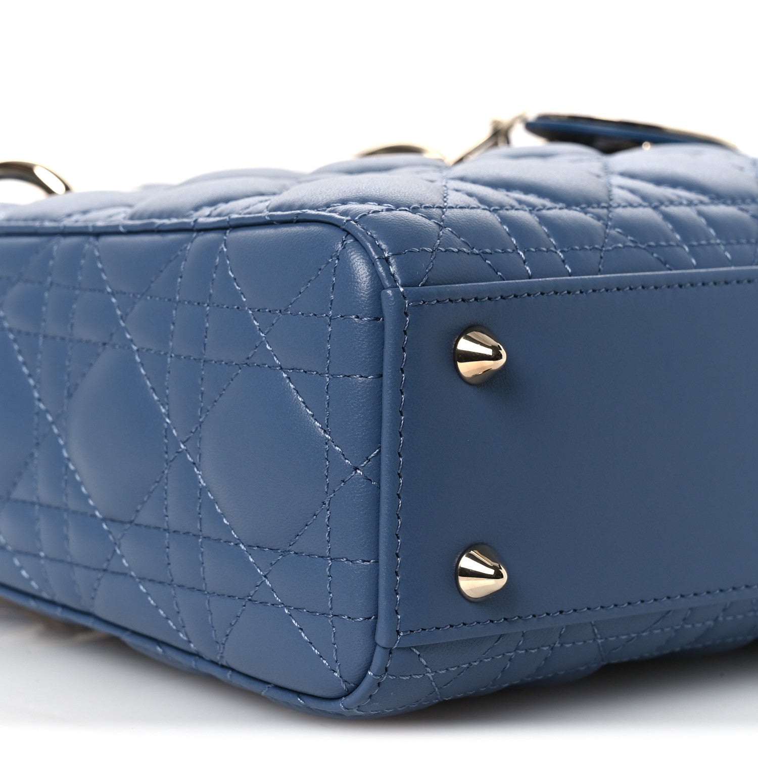 Christian Dior Lambskin Cannage Small My ABCDior Lady Dior Blue Denim 9 of 11