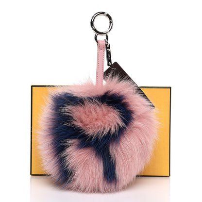 Fendi Fox Fur Shiny Nappa Bi-Color R ABCharm Bag Charm Rosa Chiaro Blue Bubblegum 6 of 7