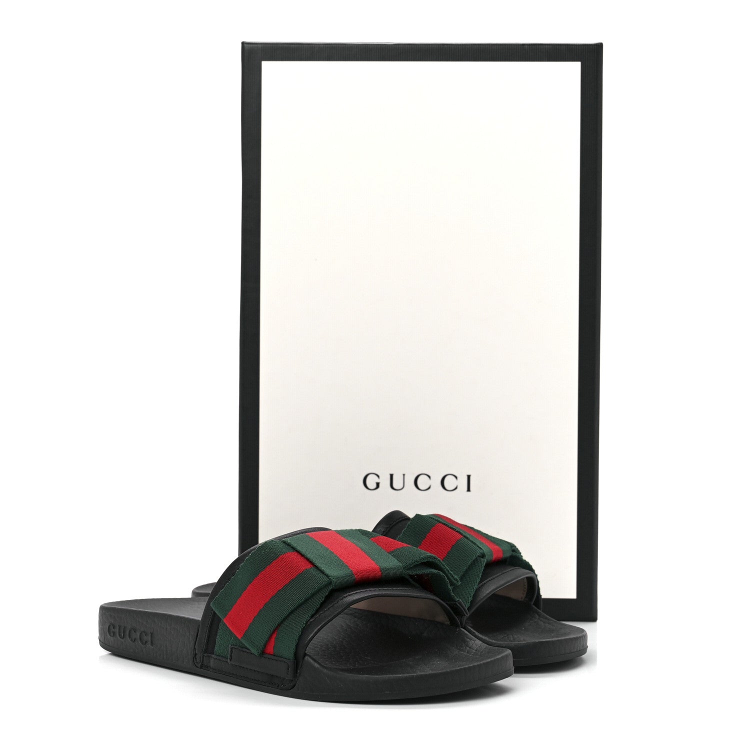 Gucci Satin Web Bow Slide Sandals 35 Black 9 of 9