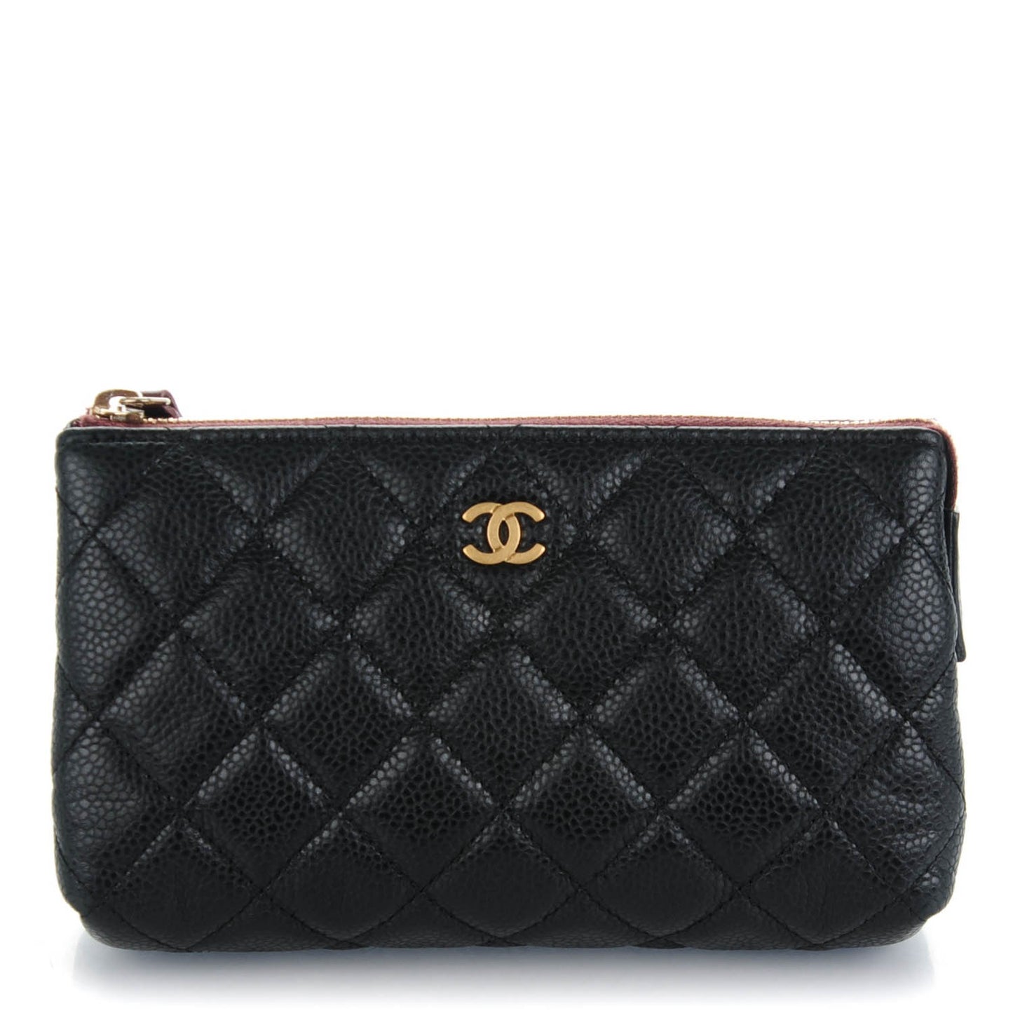 Caviar Quilted Small Cosmetic Case Black