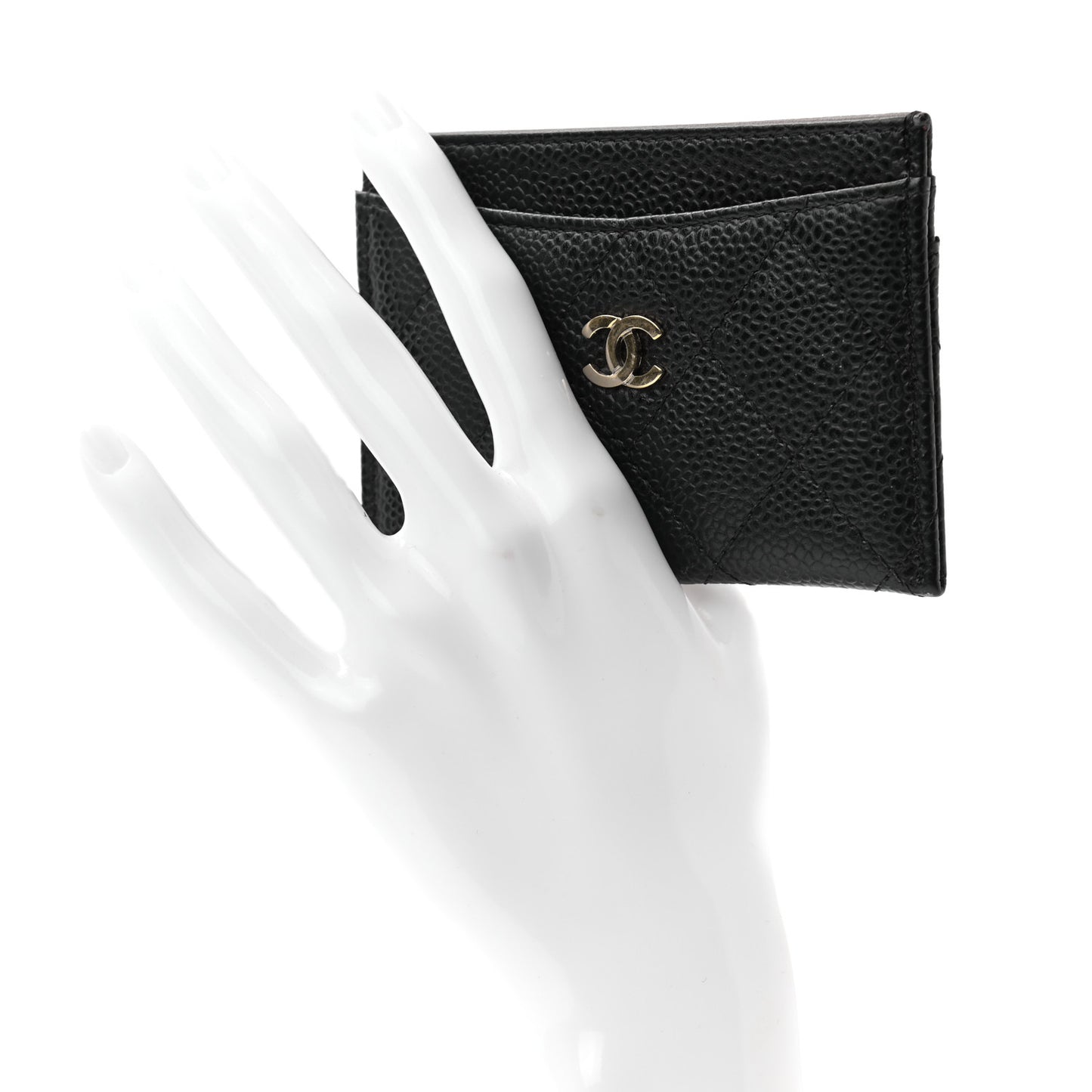 Caviar Quilted Card Holder Black