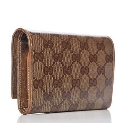 Gucci Metallic Crystal Monogram French Flap Wallet Gold 3 of 12