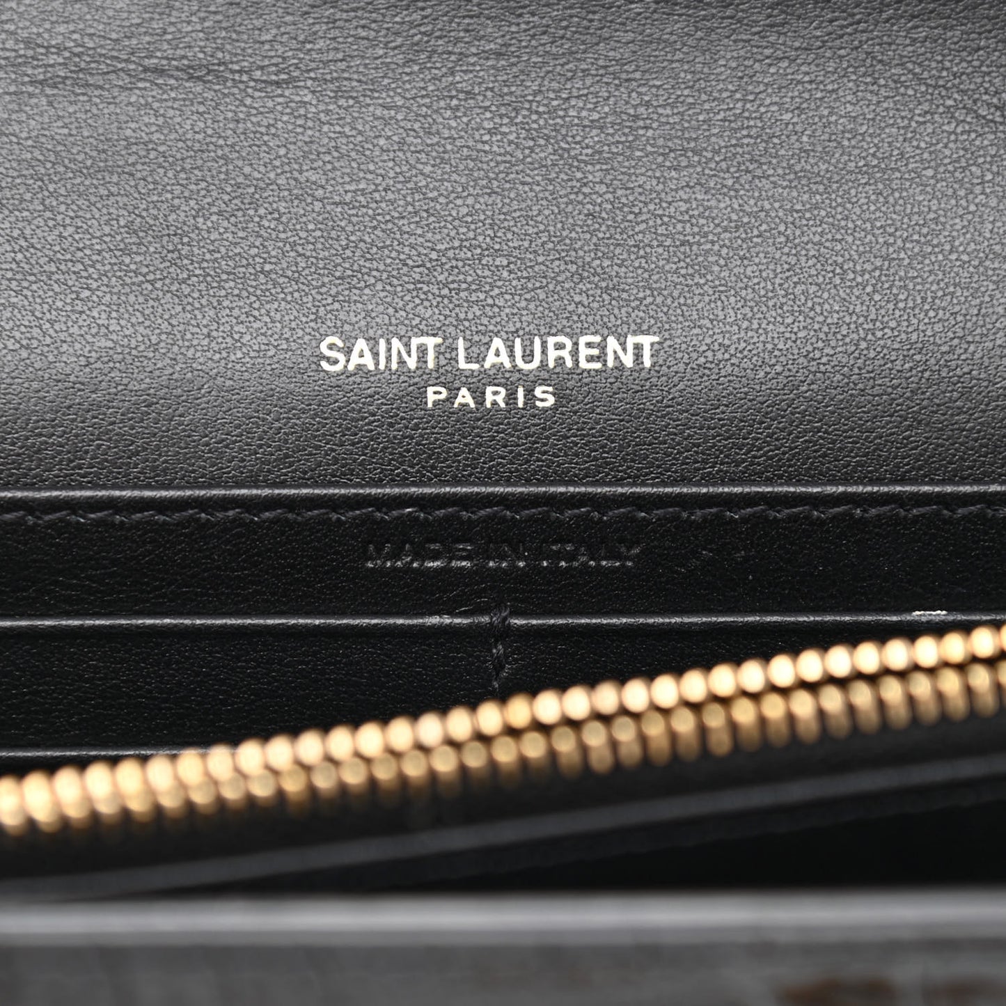 Calfskin Crocodile Embossed Monogram Chain Wallet Black