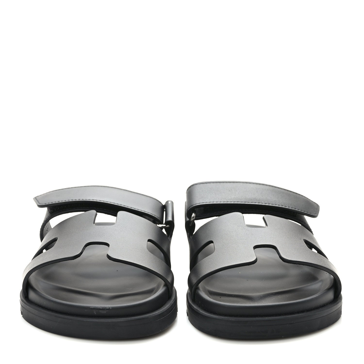 Hermes Calfskin Womens Chypre Sandals 35.5 Black 2 of 9