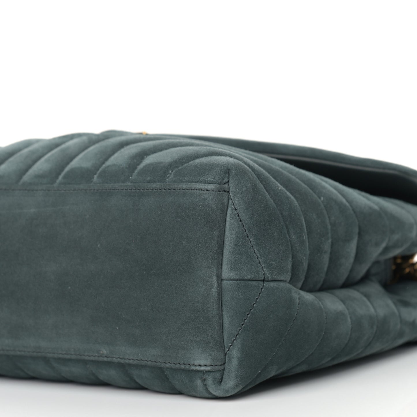 Suede Y Quilted Monogram Medium Loulou Chain Satchel Deep Green