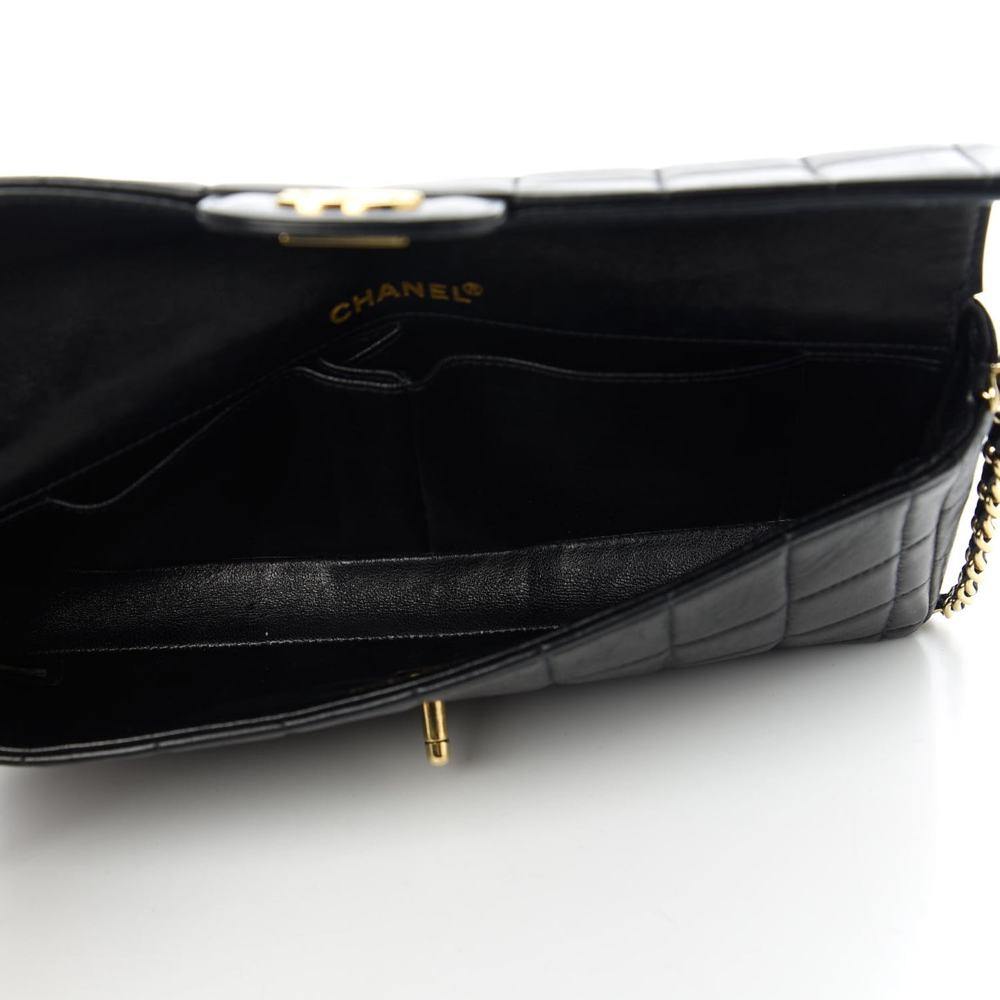 Lambskin East West Chocolate Bar Flap Black