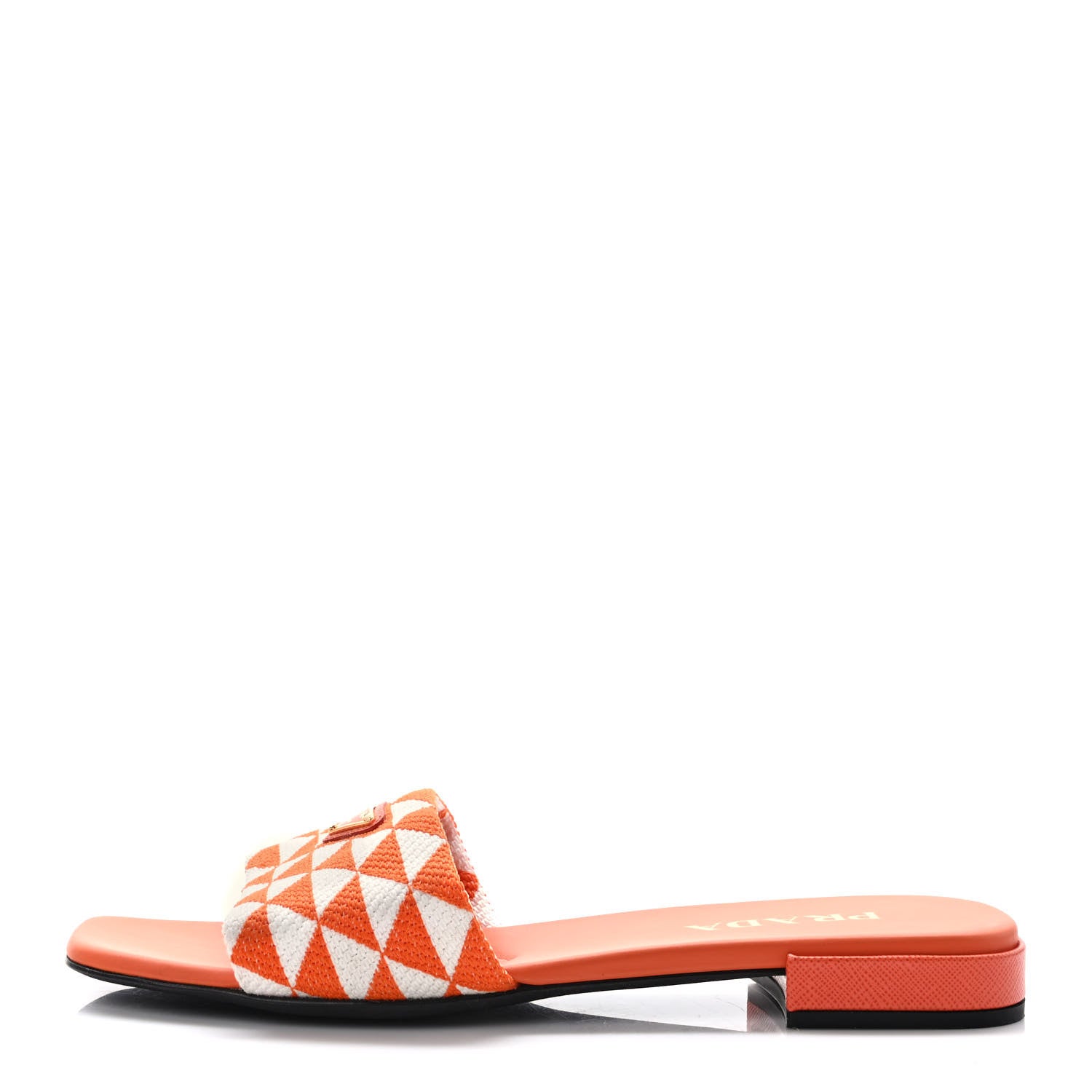 Prada Jacquard Trianglolo Symbole Embroidered Metal Triangle Logo 10mm Slide Sandals 40 Arancio White 1 of 8