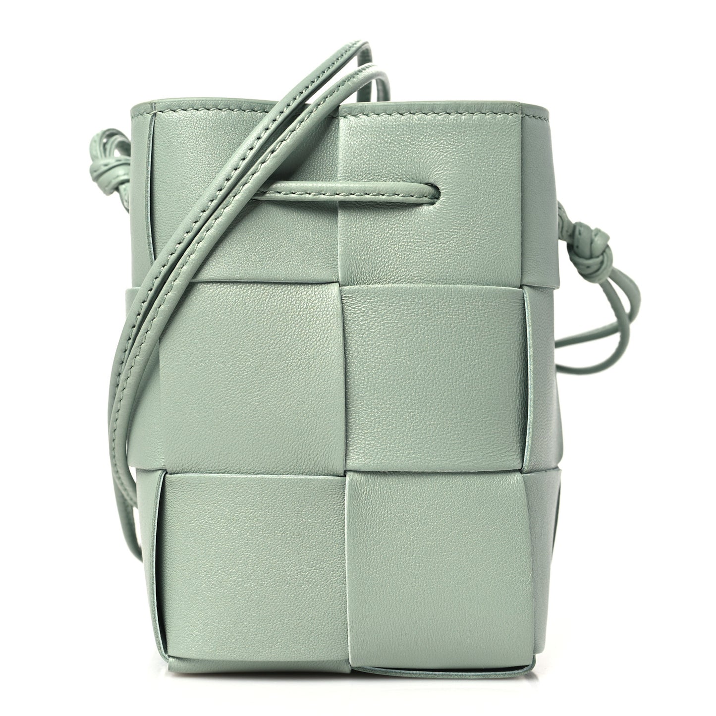 Nappa Maxi Intrecciato Mini Cassette Bucket Bag New Sauge