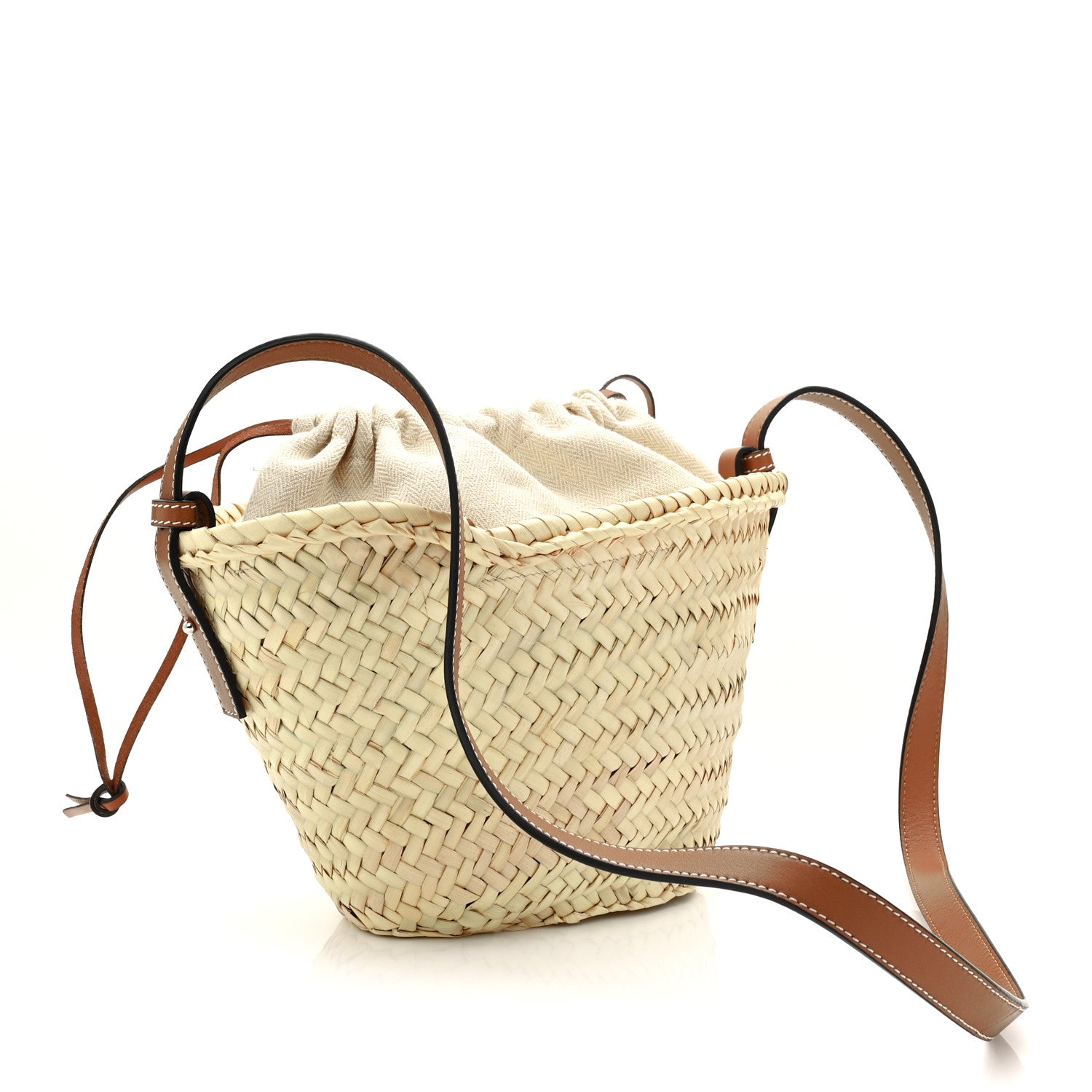 Loewe Raffia Drawstring Basket Tote Bag Natural Tan 3 of 10