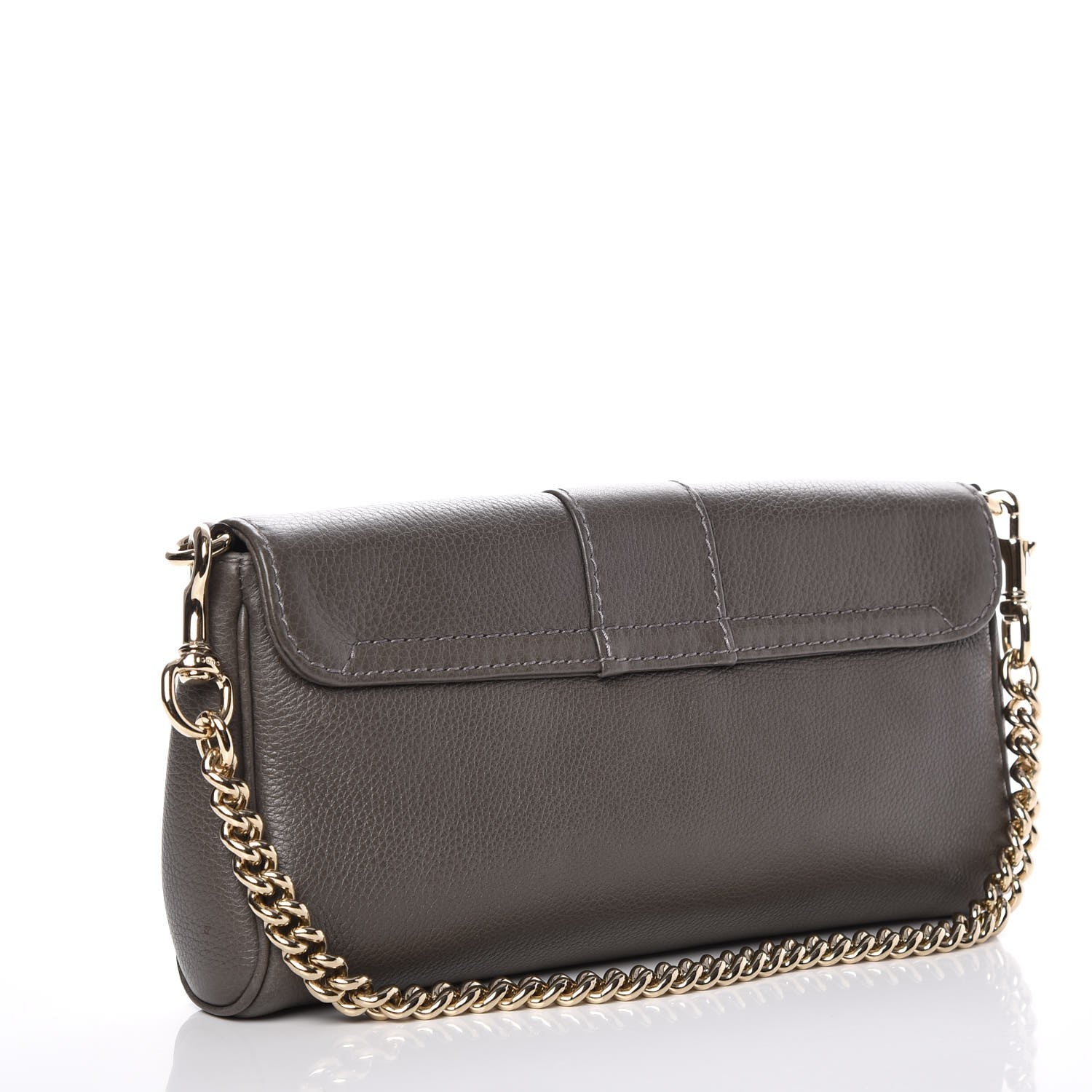 Gucci Calfskin Greenwich Chain Clutch Grey 3 of 7