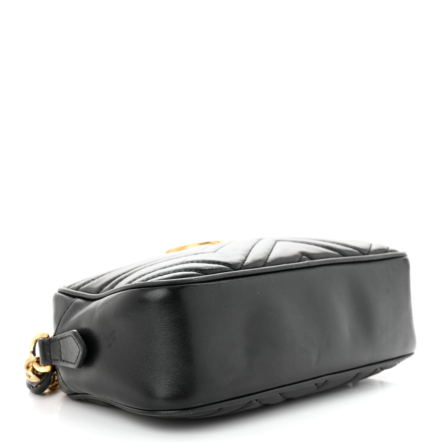 Gucci Calfskin Matelasse Small GG Marmont Chain Shoulder Bag Black 4 of 15