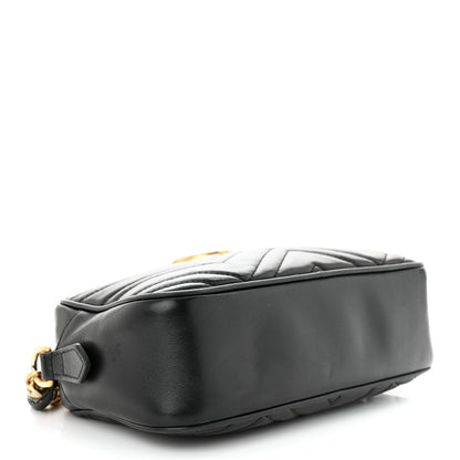 Gucci Calfskin Matelasse Small GG Marmont Chain Shoulder Bag Black 4 of 15