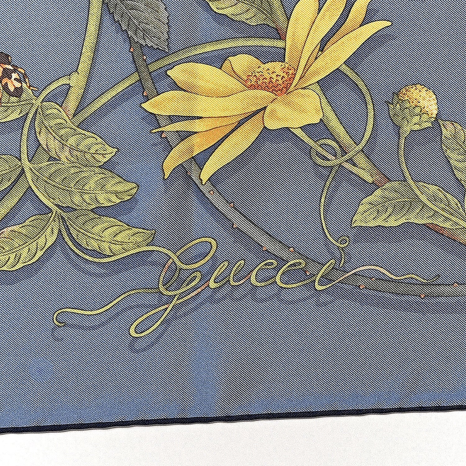 Gucci Silk Twill Flowerwebby Square Scarf Sky Blue 4 of 4