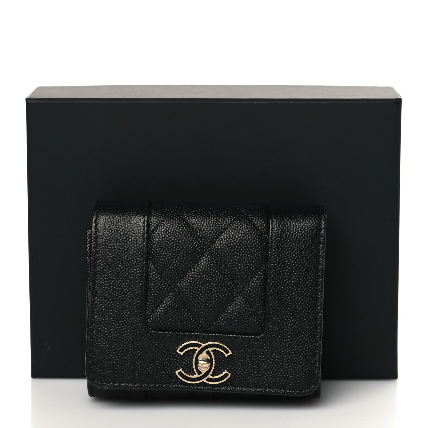Chanel Caviar Quilted Mademoiselle Vintage Compact Flap Wallet Black 8 of 8
