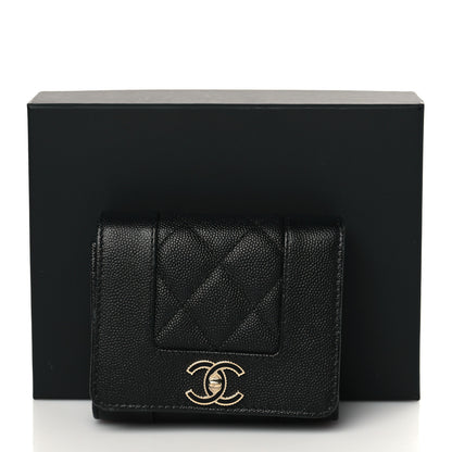 Chanel Caviar Quilted Mademoiselle Vintage Compact Flap Wallet Black 8 of 8