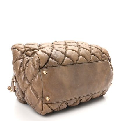 Chanel Lambskin Bubble Quilt Bowler Dark Beige 4 of 10