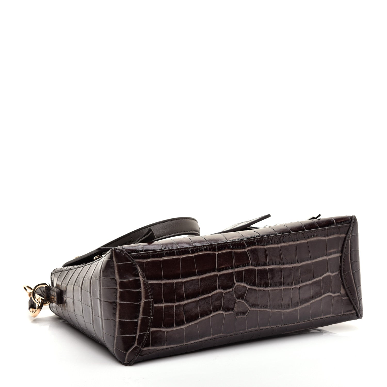 Chloe Calfskin Crocodile Embossed Small Faye Day Shoulder Bag Profound Brown 4 of 10