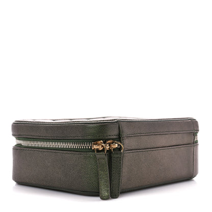 Chanel Iridescent Caviar Quilted Medium CC Filigree Vanity Case Green 4 of 12