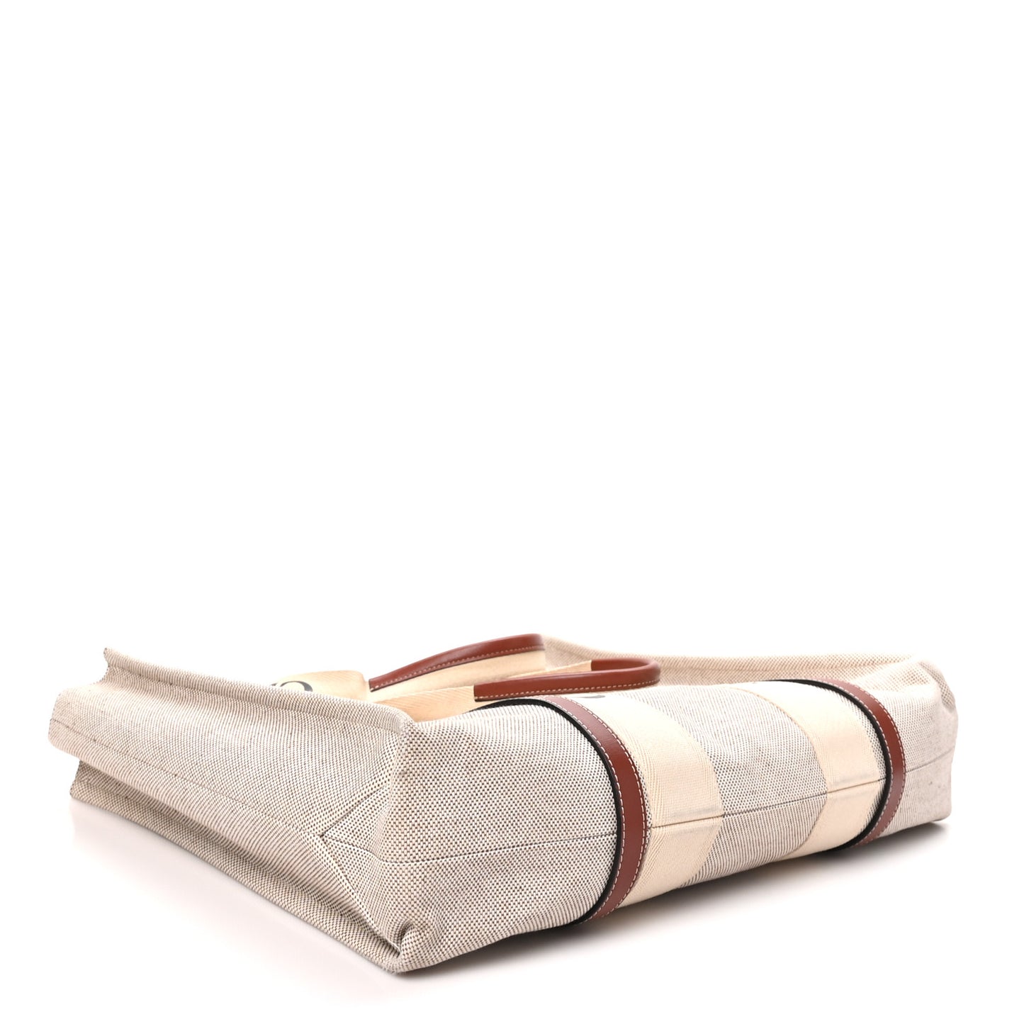 Cotton Calfskin Large Woody Ribbon Tote White Brown
