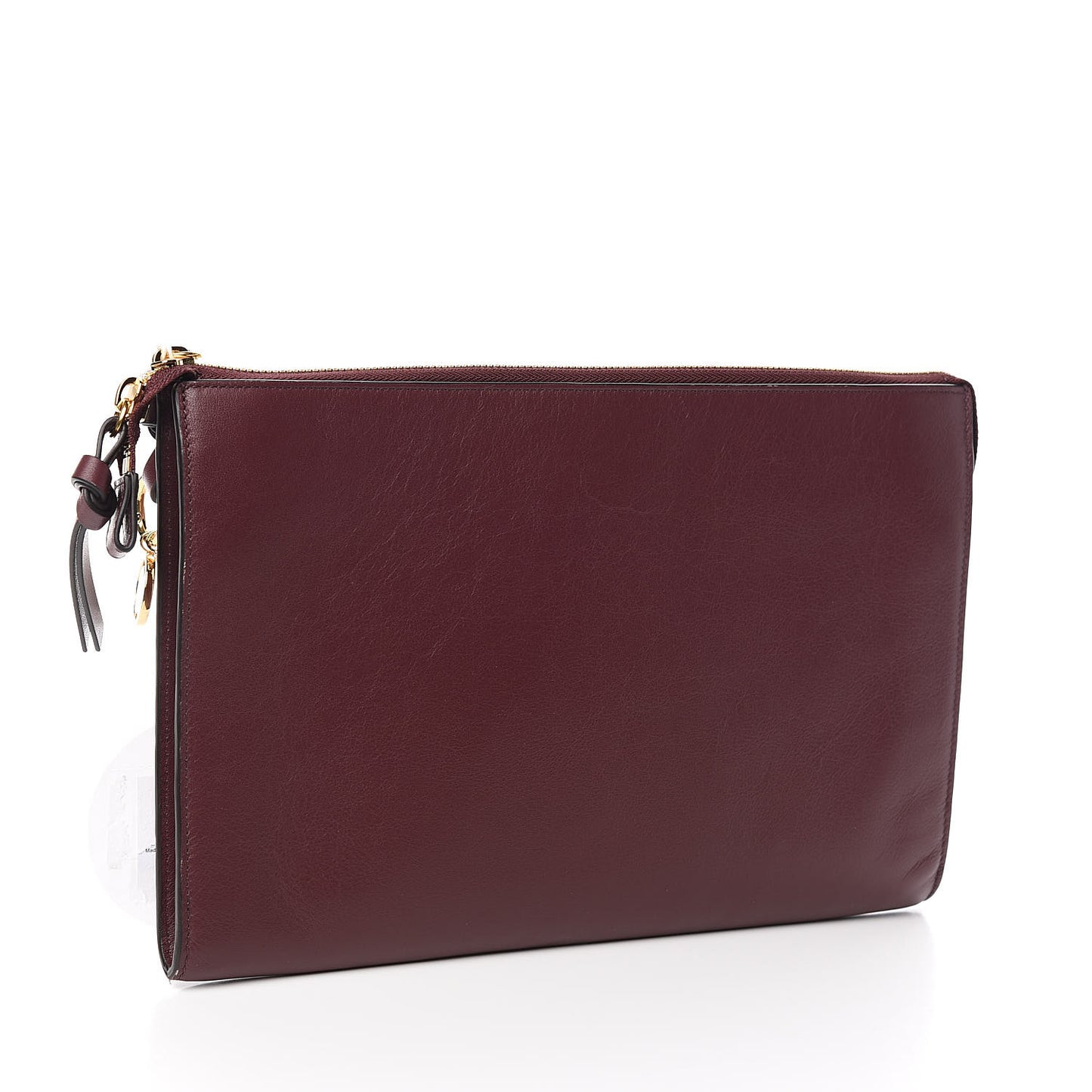 Calfskin Flat Pouch Clutch Brown