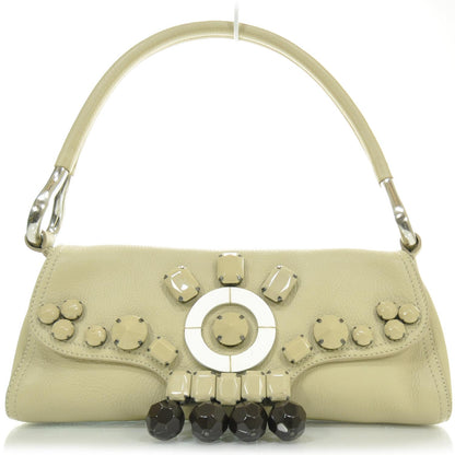 Prada Vitello Daino Ricamo Beaded Shoulder Bag 3 of 12