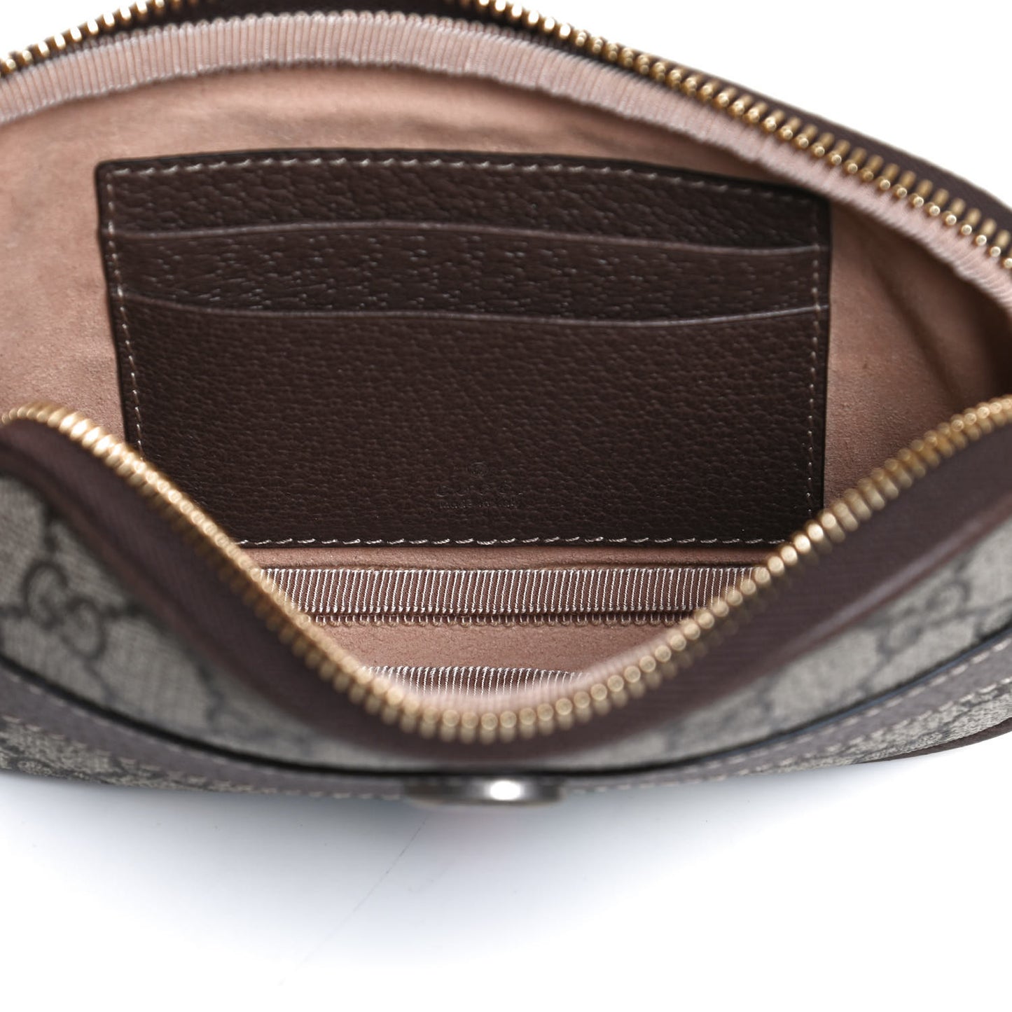 GG Supreme Monogram Ophidia Phone Case Wristlet Brown