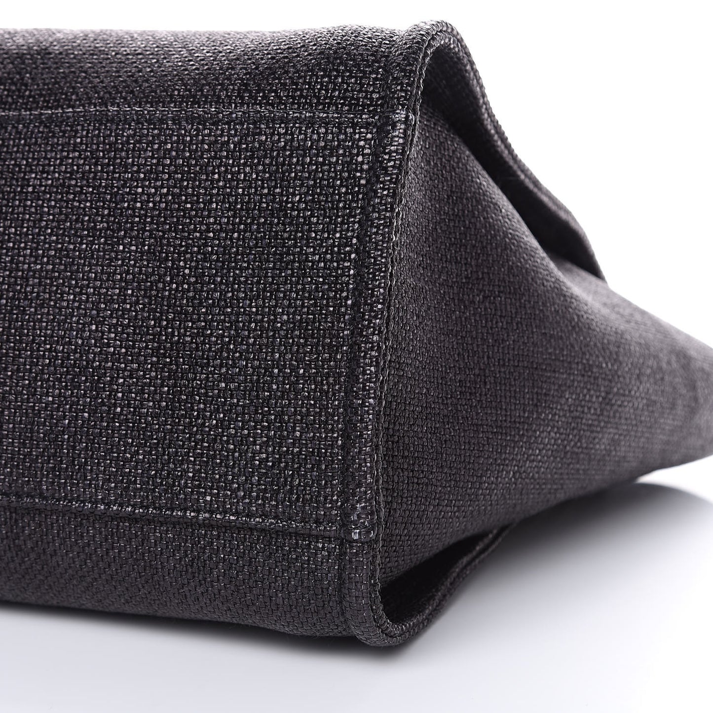 Woven Straw Raffia Large Deauville Tote Black