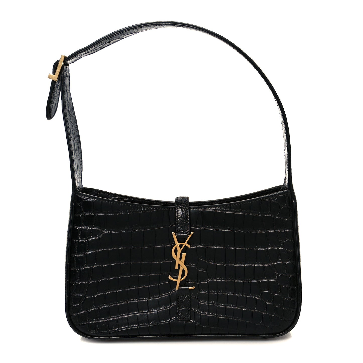 Calfskin Crocodile Embossed Le 5 A 7 Hobo Black