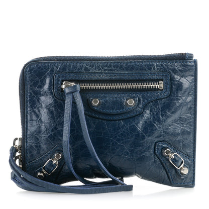 Balenciaga Agneau Arena Classic Hardware Mini Pouch Bleu Obscur 1 of 7