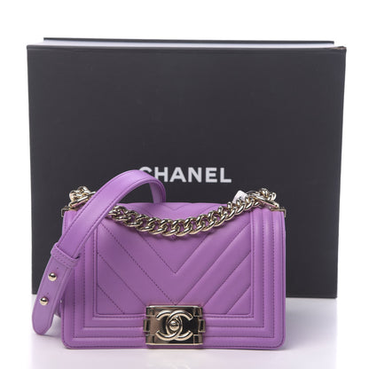 Chanel Lambskin Chevron Quilted Small Boy Flap Purple 11 of 11