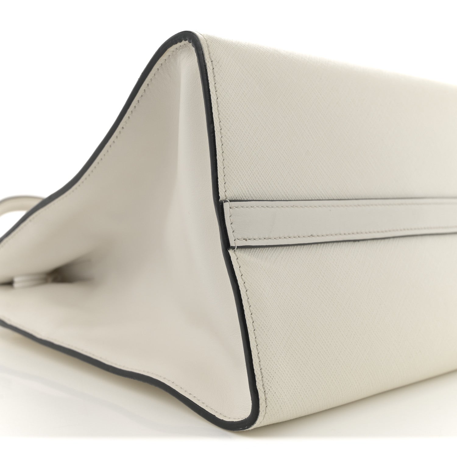 Prada Saffiano City Calfskin Greche Paradigme Bag White Black 8 of 12
