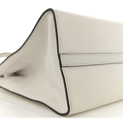 Prada Saffiano City Calfskin Greche Paradigme Bag White Black 8 of 12