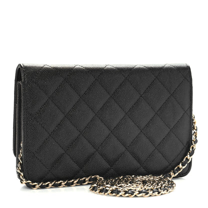 Chanel Caviar Quilted Crystal CC Wallet On Chain WOC Black 3 of 10
