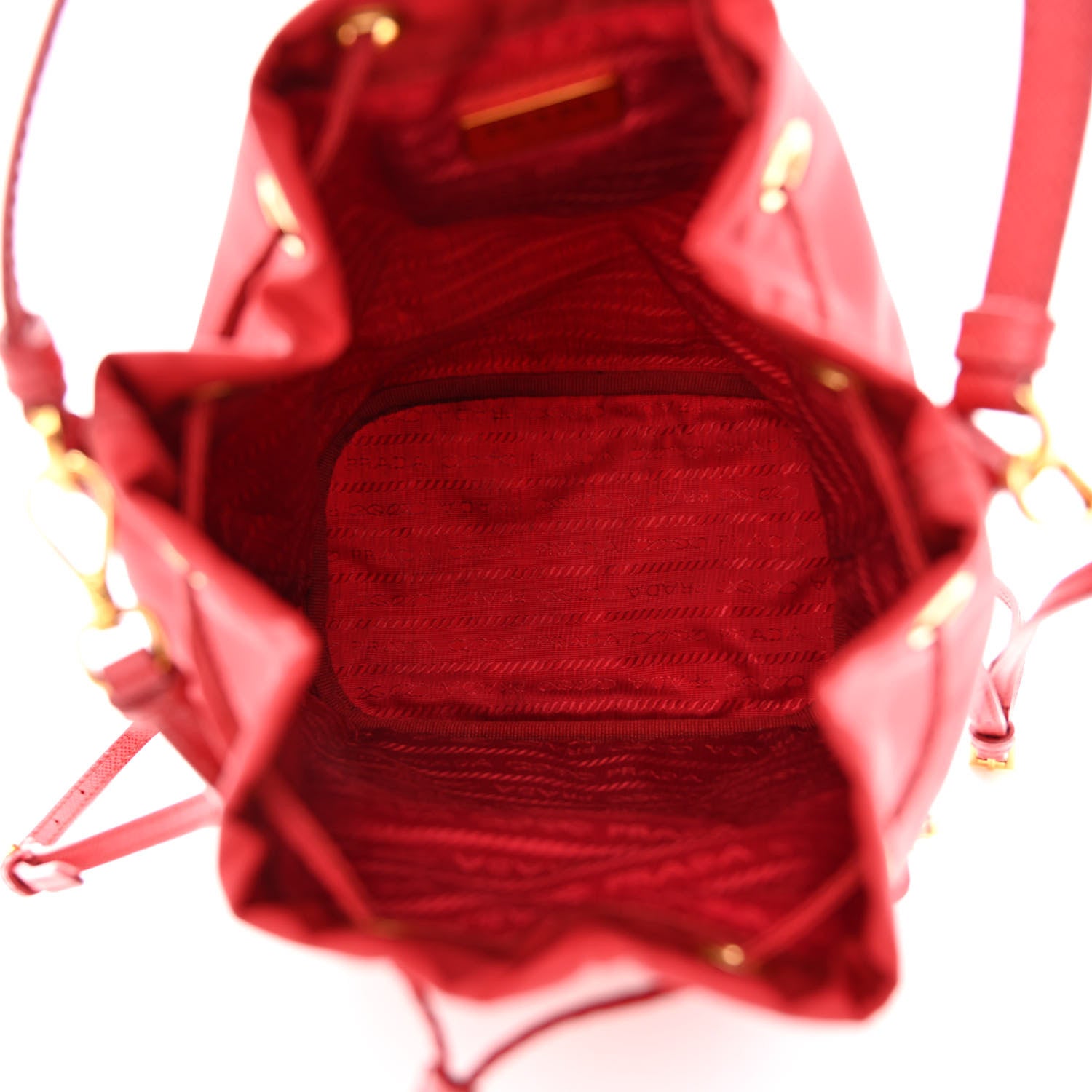Prada Nylon Vela Saffiano Mini Bucket Crossbody Bag Fuoco 5 of 12