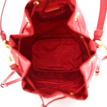 Prada Nylon Vela Saffiano Mini Bucket Crossbody Bag Fuoco 5 of 12