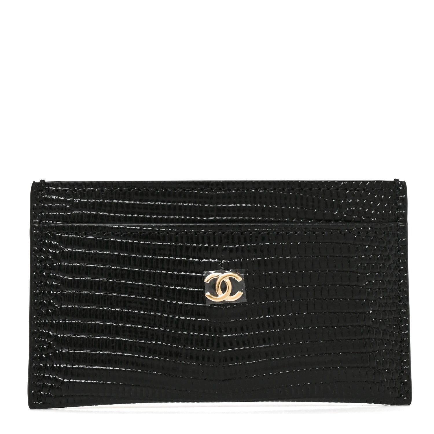 Chanel Calfskin Lizard Embossed Card Holder Black 1 of 8