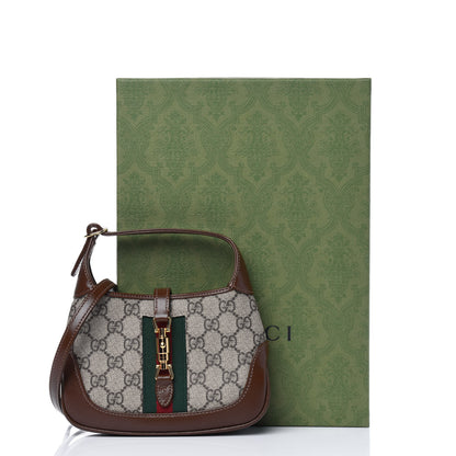 Gucci GG Supreme Monogram Azalea Calfskin Web Mini Jackie 1961 Hobo Beige Ebony Brown Sugar 11 of 11