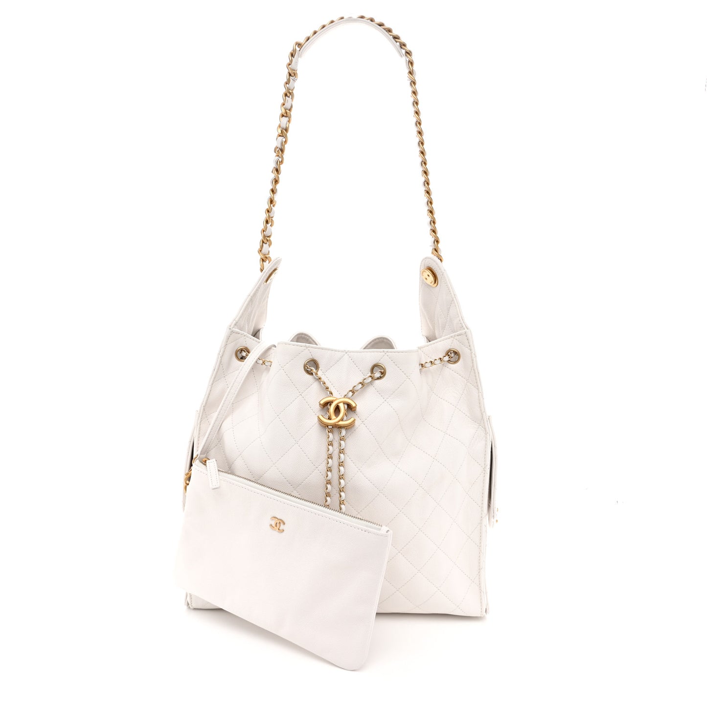 Caviar Quilted Medium Chanel 25 Handbag White