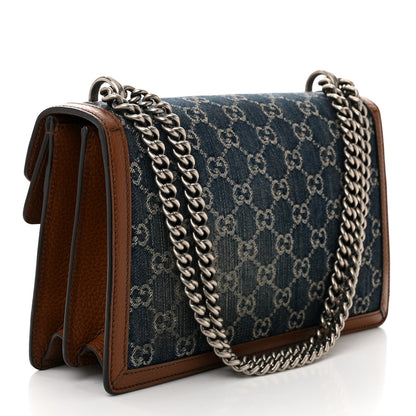 Gucci New Denim GG Monogram Dollar Calfskin Enamel Small Dionysus Shoulder Bag Blue Tea Cuir Epilog Electric Blue 3 of 11