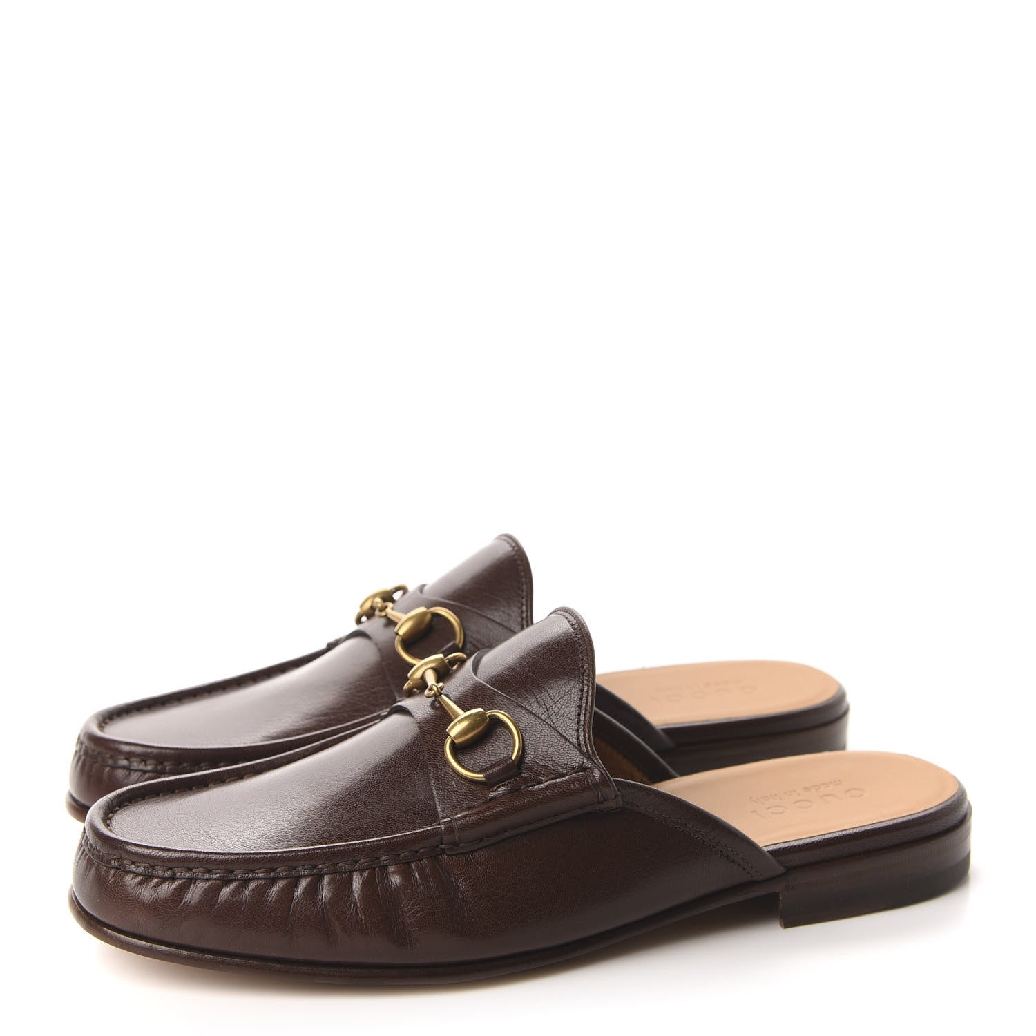 Gucci Goatskin Mens Horsebit Slippers 10 Light Brown 3 of 10