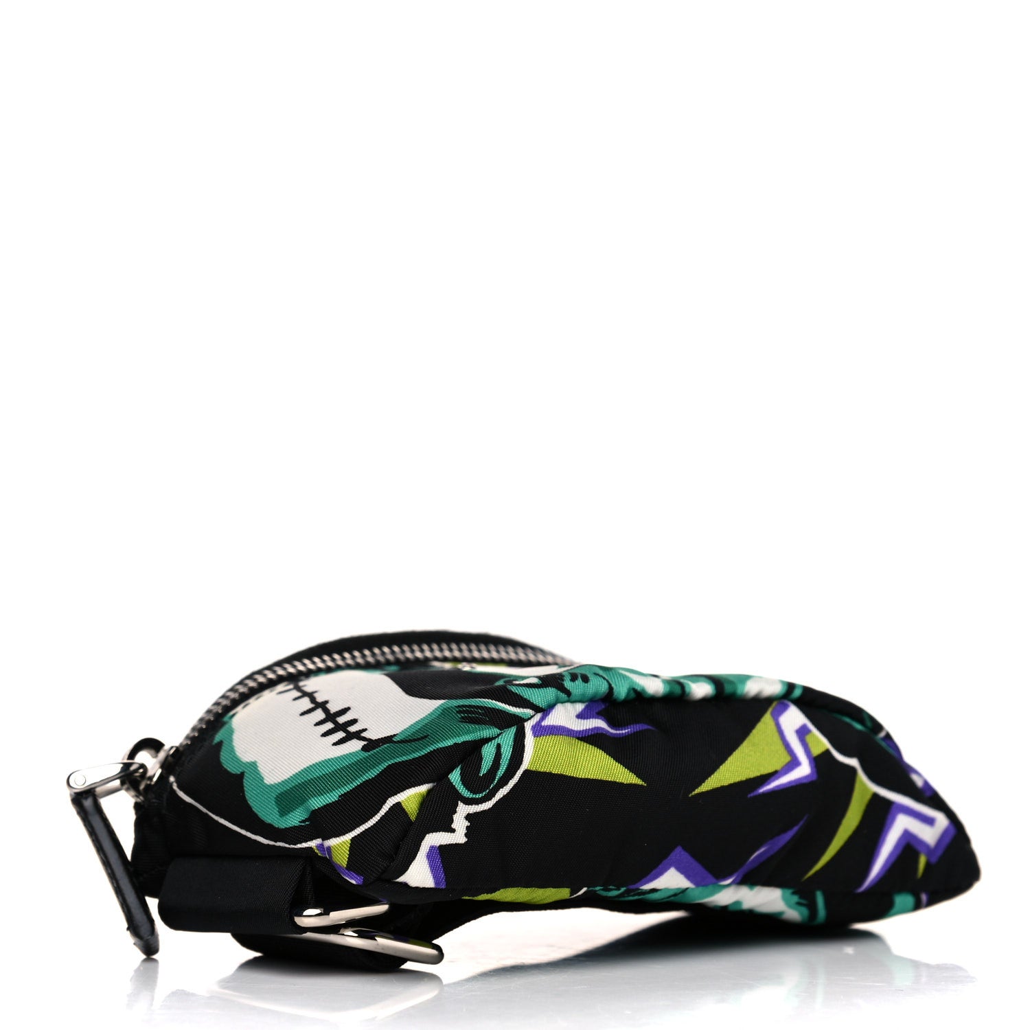 Prada X UNIVERSAL STUDIOS Tessuto Nylon Frankenstein Print Montagna Mini Pouch Black Menta 4 of 9